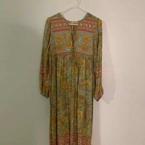 Sunday Long Sleeve Floral Dress - Green and Yellow